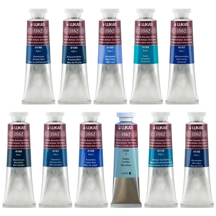 Lukas 1862 Oil Paint - [Blues - 37 mL - Set of 11]