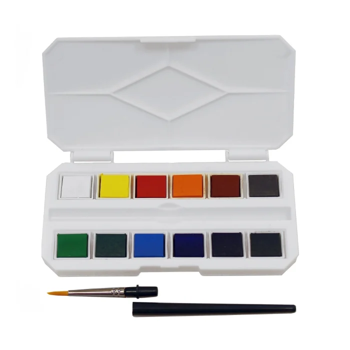 STUDIO 22 Pocket Travel Watercolour Paint 12 Colour Half Pan Box Set - Image 2